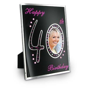 Black and Crystal 40th Birthday Photo Frame