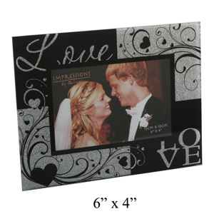 Black and Silver Glitter 6 x 4 Love Photo Frame