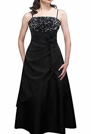 BLACK BUTTERFLY LONG SATIN EVENING WEDDING BRIDESMAID BALLGOWN PROM DRESS [BBD090] (20, Black)