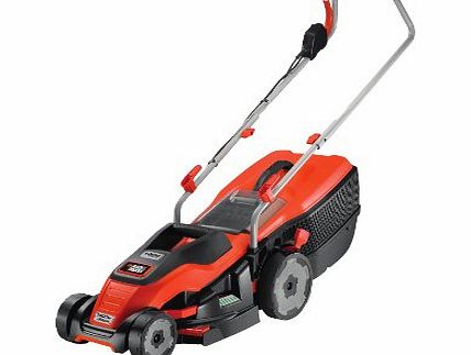 BLACK DECKER Black amp; Decker 1400W Edge-Max Lawn Mower with 34cm Cut/ 40L Compact Go Box