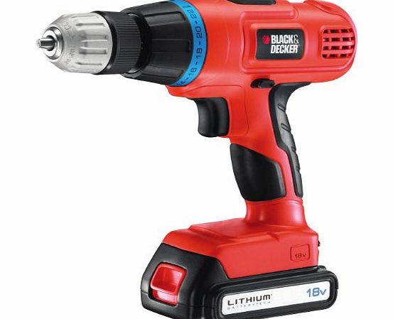 BLACK DECKER Black amp; Decker EPL188K 18V Lithium Ion Cordless Drill / Kitbox with 1 Battery (Old Version)