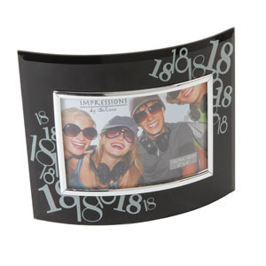 Black Glass Curved 6 x 4 18th Birthday Photo Frame