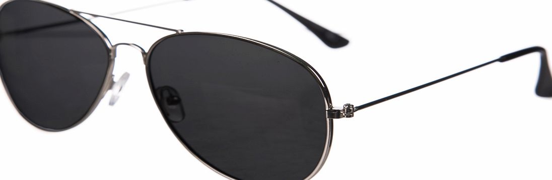 Black Lens Silver Frame Polarised Aviator