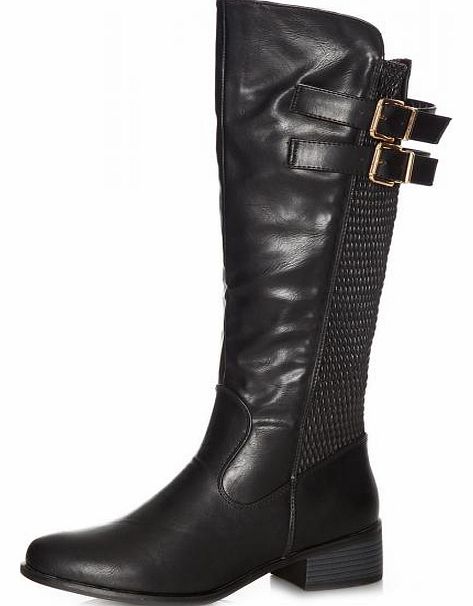 PU Ribbed High Leg Boots