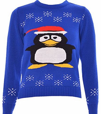 BLISSRETAIL Kids Unisex Children Girls Boys Knitted Christmas Xmas Aztec Jumper Sweater Top (11-12, Green Penguin)