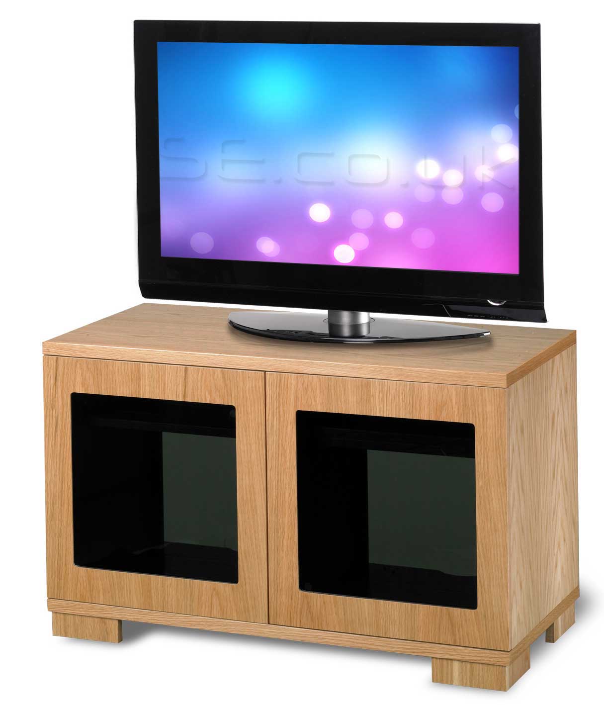 Classix 2000 Oak and Black Glass TV Stand