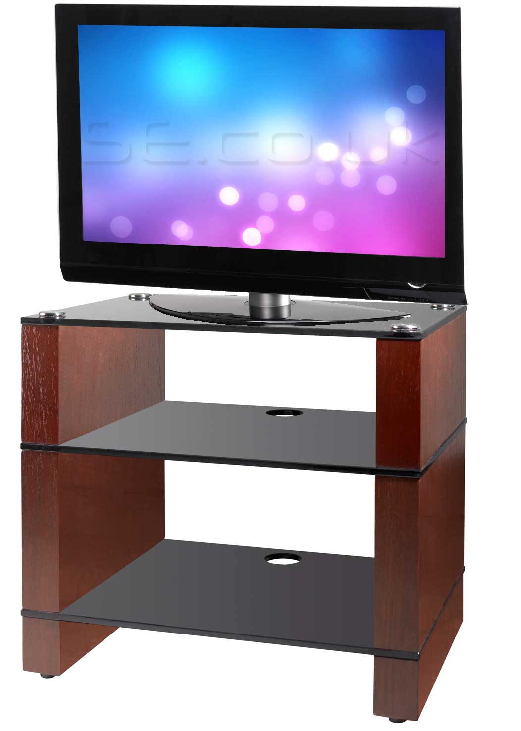 Stax 300 Walnut and Black Glass TV Stand