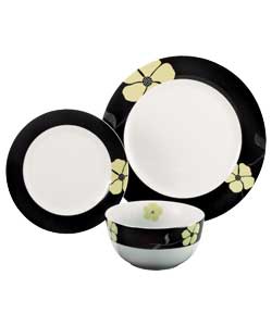 12 Piece Dinner Set Black and White