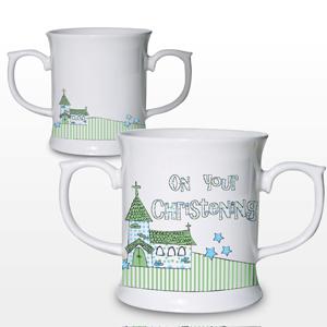 Blue Christening Church Loving Mug