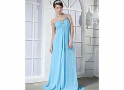 Blue One Shoulder Sweetheart Terse Graduation