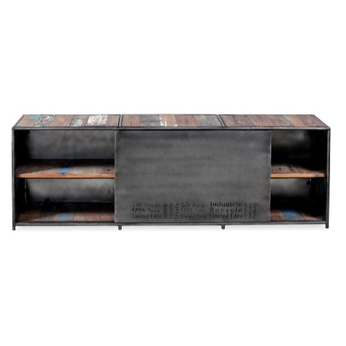 Bluebone Reclaimed Wood TV Cabinet with Sliding Doors