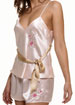 Oriental Silk camisole set with tie belt and rhinestone logo