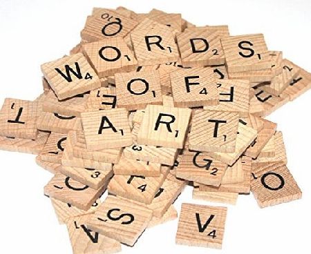 Wooden Scrabble Tiles - Complete replacement set 100 tiles. Craft Jewellery Scrapbooking Collage