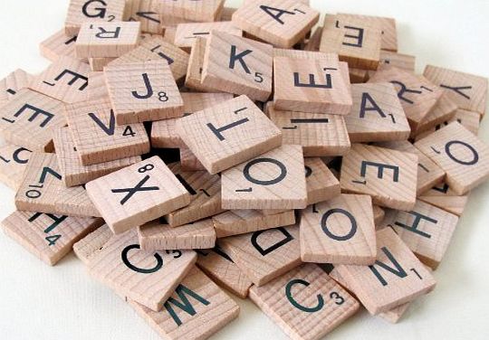 Wooden Scrabble Tiles - Complete set of 100 tiles