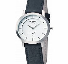 Boccia Ladies Titanium White Black Watch