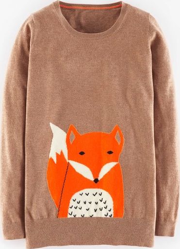 Boden, 1669[^]35201995 Animal Intarsia Jumper Caramel Melange Fox