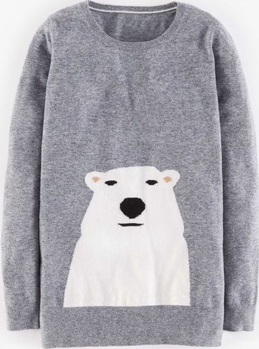 Boden, 1669[^]35202126 Animal Intarsia Jumper Grey Melange Polar Bear