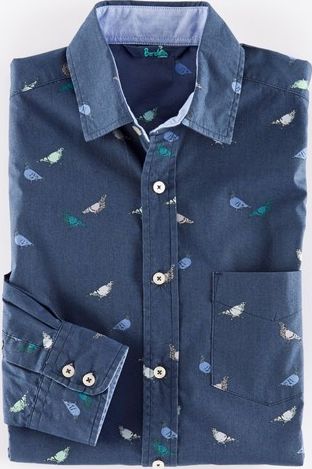 Boden, 1669[^]34939355 Bloomsbury Printed Shirt Navy Pigeons Boden,