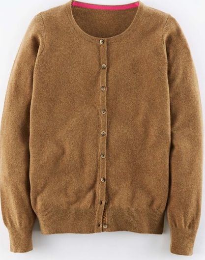 Boden, 1669[^]35115005 Cashmere Crew Neck Cardigan Dark Caramel Melange