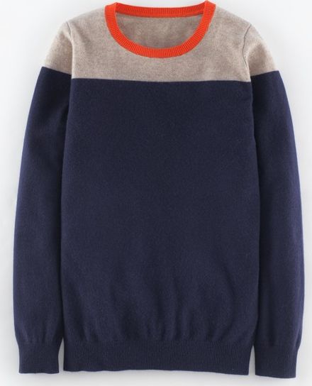 Boden, 1669[^]35068675 Cashmere Crew Neck Jumper Navy/Chinchilla Boden,