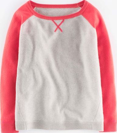 Boden, 1669[^]35198506 Cashmere Raglan Jumper Silver Melange/Coral Reef