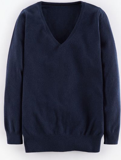 Boden, 1669[^]35055334 Cashmere Relaxed V-neck Blue Boden, Blue 35055334