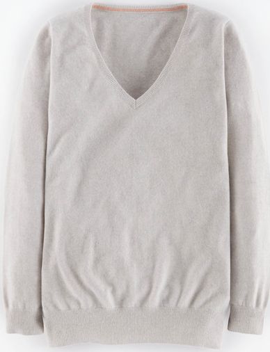 Boden, 1669[^]35055540 Cashmere Relaxed V-neck Silver Melange Boden,