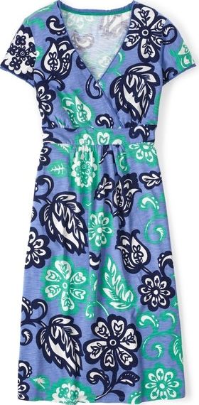 Boden, 1669[^]34773002 Casual Jersey Work Dress Soft Blue Tropical