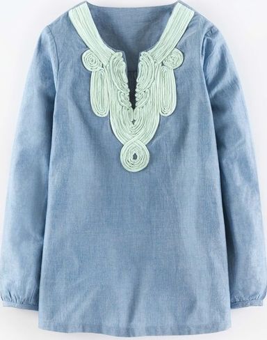 Boden, 1669[^]35042217 Chambray Ribbon Top Chambray/Ivory Boden,