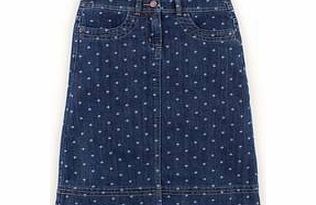 Boden Chic Denim Skirt, Washed Indigo Spot,Denim,White