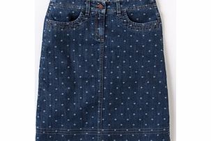 Boden Chic Denim Skirt, Washed Indigo Spot,White