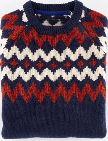 Boden, 1669[^]34926550 Chunky Fair Isle Crew Blue Boden, Blue 34926550