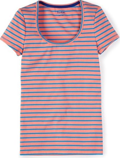 Boden, 1669[^]34672550 Essential Short Sleeve Tee Peach/Bright Cyan