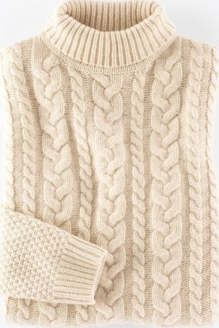 Boden, 1669[^]34925297 Fisher Cable Roll Neck Cream Boden, Cream 34925297