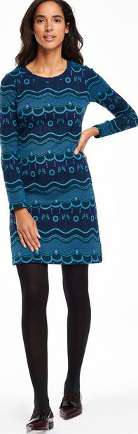 Boden, 1669[^]35148683 Francesca Party Dress Navy Pop Jacquard Boden,