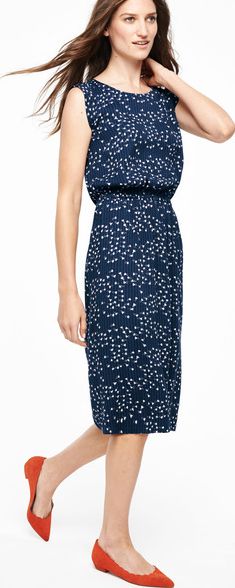 Boden, 1669[^]35081538 Gaby Party Dress Navy Footprints Boden, Navy