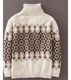 Jacquard Roll Neck, Cream 33789595