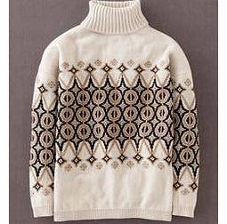 Jacquard Roll Neck, Cream 33789611