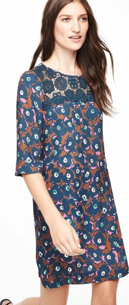 Boden, 1669[^]35039841 Jessa Lace Tunic Party Dress Multi Button Floral