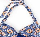 Knot Front Bikini Top, Lapis/Orange Scribble