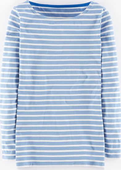 Boden, 1669[^]35292028 Long Line Long Sleeve Breton Frosty Blue/Ivory