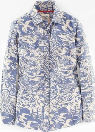 Boden, 1669[^]35236652 Long Line Shirt Mark Hearld Chambray Coastal