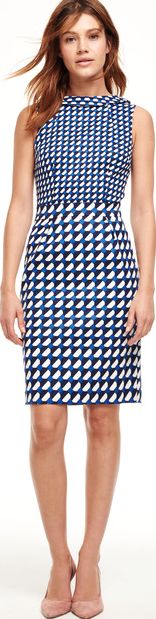 Boden, 1669[^]35033943 Martha Party Dress Bright Blue Small Tile Boden,