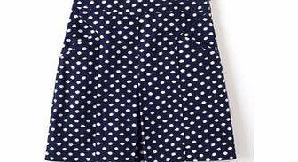 Boden Pretty Pleat Skirt, Navy Star Spot,Cerulean