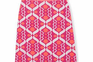 Boden Printed Cotton A-line Skirt, Retro Swirl,Cyan