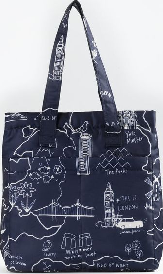 Boden, 1669[^]35054006 Printed Shopper Navy Map Boden, Navy Map 35054006