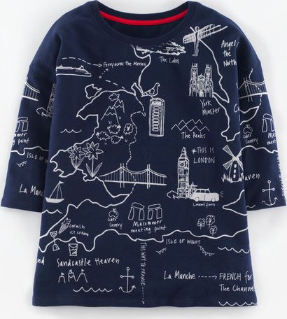 Boden, 1669[^]35017649 Printed Sweatshirt Navy Map Boden, Navy Map