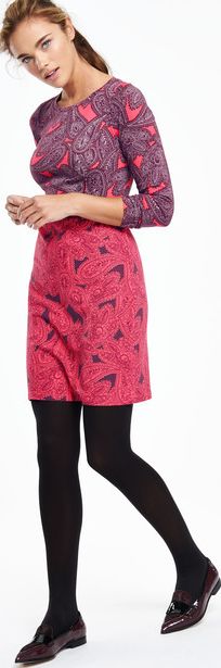 Boden, 1669[^]35143486 Retro Hotchpotch Tunic Party Dress Reds Paisley