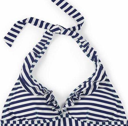 Boden Ruffle Bikini Top Sailor Blue/Ivory Stripe