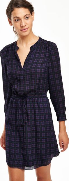 Boden, 1669[^]35039312 Silk Shirt Party Dress Navy Small Daisy Boden,